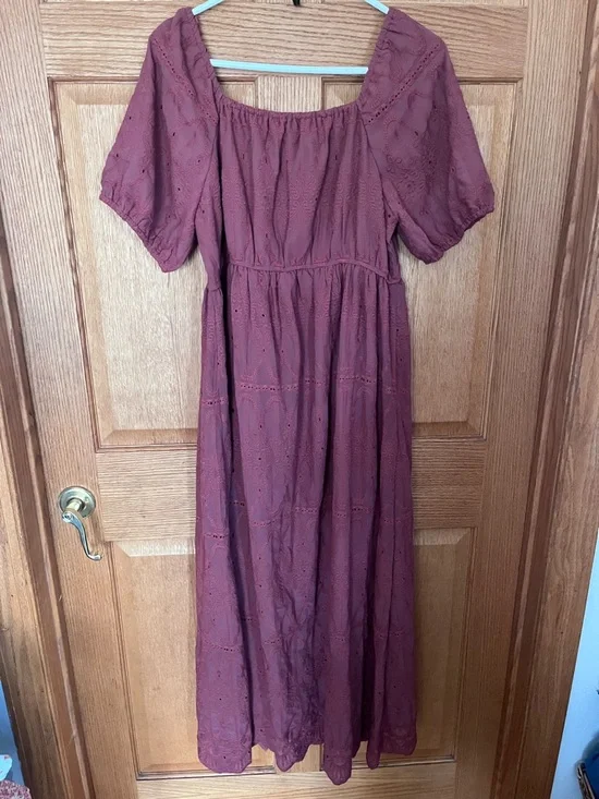 Bohme Eyelet long Dress in Dusty Rose - - Picture 4 of 4